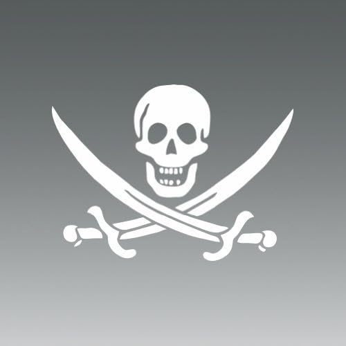 Calico Jack - Jolly Roger - White - Sticker - Decal - Die Cut