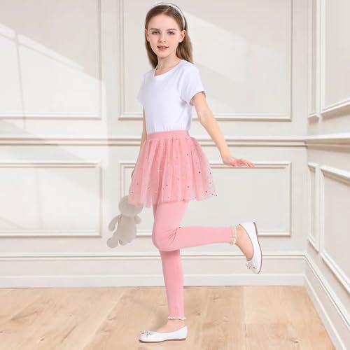 Girls Leggings with Skirt Footless Sparkly Tulle Skirt Pants for Kids Toddler Baby 1-8 Years2