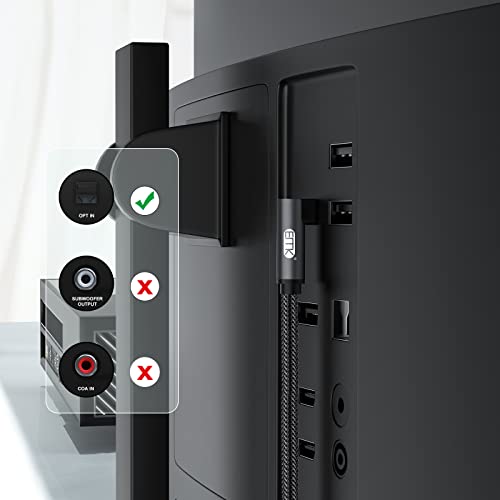 EMK Optische Kabel, Korte Tot 90 Graden Roteerbaar, Instelbaar, Toslink Optische Audiokabel Voor Blu-ray Player, Soundbar, HDTV, PS3 / PS4, Xbox en Meer (90 Graden Zwart, 2M) - Image 3