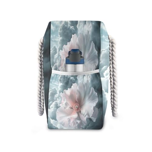 Cloud and Flower (1) Beach Bag & Travel Tote Bag Large Sandproof with Zipper Closure, Wet Pouch for Swim Gym Travel, Lightweight Foldable Outdoor Bag3
