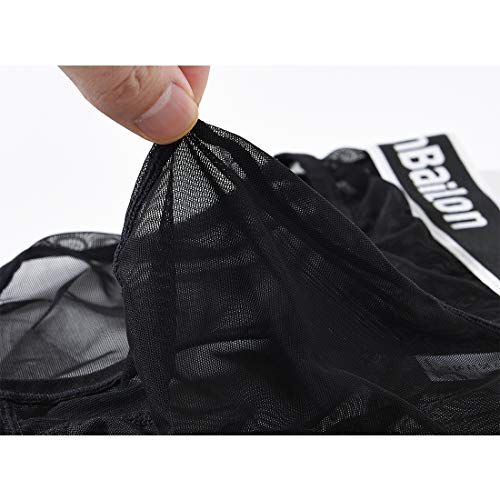ZONBAILON Mens Mesh Sexy Underwear Big and Tall Black Bulge Pouch See Through Sheer Male Briefs Plus Size 3XL 3X XXXL 48-502