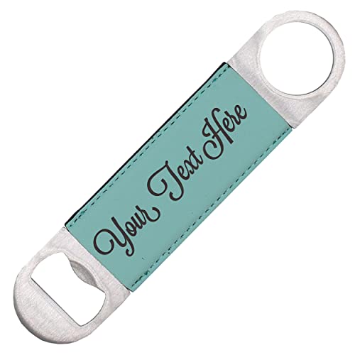 Custom Engraved Stainless Steel Classic Paddle Style Bottle Opener - Personalized Pub Beer Opener Gift For Groomsmen, Men, Women, Bartender (Teal) #TOP8