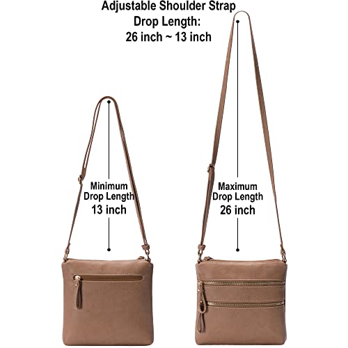 Image of Solene Small Multi Zipper Pocket Crossbody Bag with Adjustable Strap, Lightweight Travel Purse, Daily Small Messenger Pouch