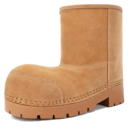 Womens Winter Snow Boots Mid Calf Fur Lined Waterproof Outdoor Boots Slip On Anti Slip Sole Cold Weather Shoes