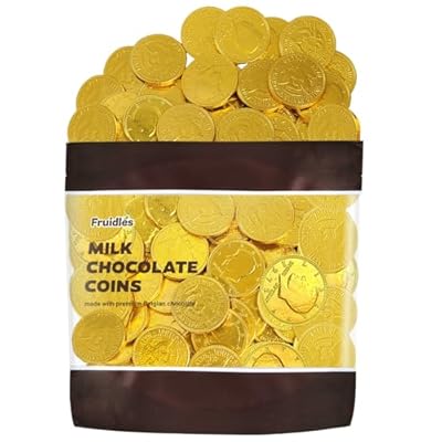 Fruidles Gold Half-Dollar Milk Chocolate Coins Gelt, Made with Premium Belgian Chocolate, Kosher Certified Dairy (1 Pound)
