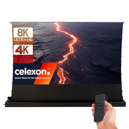 celexon HomeCinema Plus CLR UST-Bodenscheren-Aufroll-Motor-Hochkontrast-Möbeleinbau-Leinwand schwarz 92' | 203,7x114,6cm 16:9 | elektrische 8K,Full-HD Beamer-Leinwand | für Ultrakurzdistanz-Projektor!