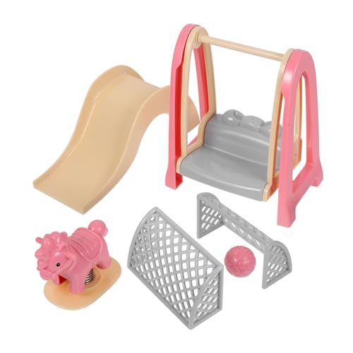 BESPORTBLE Puppenhaus Spielplatz Zubehör Miniaturschaukel Rutsche Und Holzpferd Für Junge Mädchen Realistisches Spielzeug Für Puppenstube Dekorativ Und Langlebig