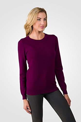 Image of JENNIE LIU Women's 100% Pure Cashmere Crew Neck Sweater, Tight Knit Cozy Soft Hand Washable Long Sleeve Pullover