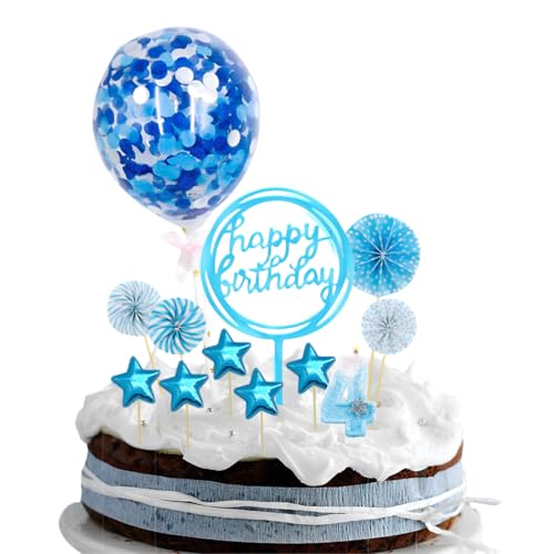 GGUFAY Decoraciones para Tartas de Cumpleaños y Velas Cumpleaños, Número 4 de Cumpleaños, Decoraciones para Cupcakes de Cumpleaños, Adecuadas para Fiestas de Cumpleaños, 12 Piezas