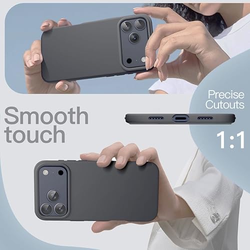 Image of Silicone Case for iPhone 17 Pro Max 6.9-Inch, Silky-Soft Touch Full-Body Protective Phone Case, Shockproof Back Cover for iPhone 17 Pro Max (Gray)