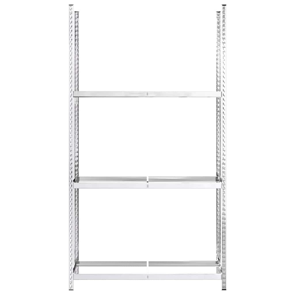 Regały na opony z 3 półkami, zestaw 4 szt., srebrne, 110 x 40 x 200 cm, stal ocynkowana, 1,1 mm, nośność 795 kg, 12 opon, z regulacją wysokości, do garażu i warsztatu