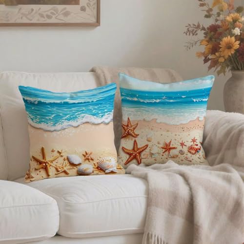 Housse coussin 80x80cm lin vintage bleu double face de qualité