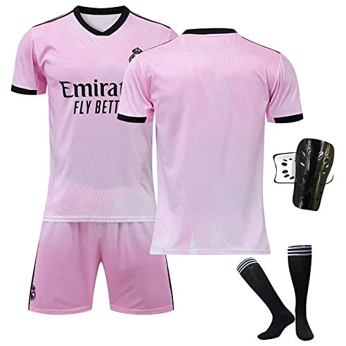 DBEEP Jersey Set Soccer Jersey 2223 Real Madrid Pink Jersey Interior Ropa Entrenamiento Al Aire Libre con Calcetines Soccer Jersey para Adultos NiñOs,No Printing,Kid18 Cover