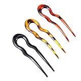 MOTHNUR 3個豹柄デザインの 中華風発簪 ヘアピン ユー型 樹脂製 耐久性あり