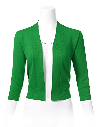 Image of Allsense Women's 3 /4 Sleeve Cropped Shrug Cardigan | Classic Bolero, Open-Front, Lightweight Soft Fine Knit Cover Up