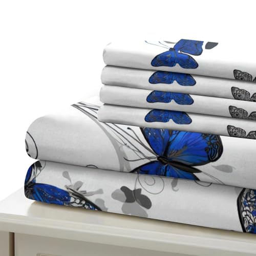 Housse de couette papillon bleu anti-plis et ultra douce pour le lit simple de votre enfant - 7