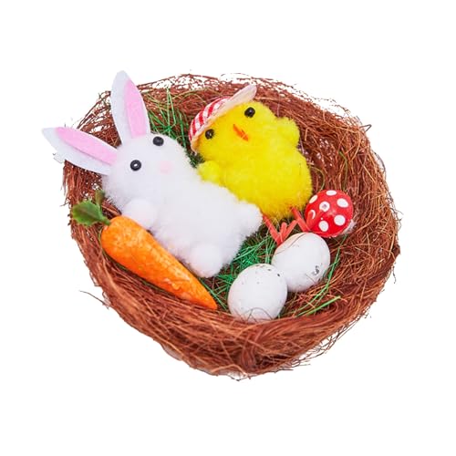 Decoración de Pascua Simulación Bebé Lindo Pollo Muñeca Apoyos Decoración Hecho A Mano MfU961 (Blanco, 10 cm)