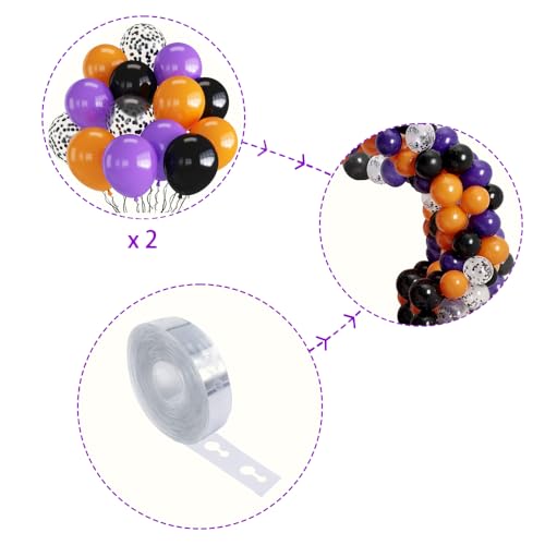 Image of Orange Purple Black Balloons, 70-pack Halloween Balloons for Party