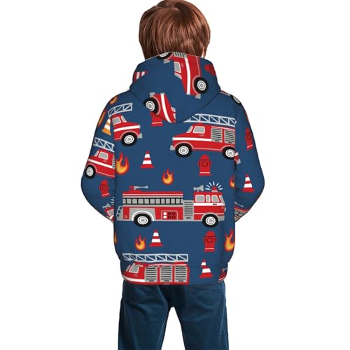 Fire Truck 1 Kid Hoodies Boys Sweatshirts Girls Pullover with Pocket4