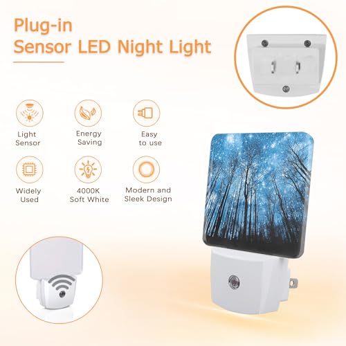Image of YASHILAIYA Night Sky Night Light,Starry Night Sky Trees Night Lights Plug into Wall with Dusk to Dawn Light Sensors Nightlights for Bedroom Bathroom Hallway Kitchen Gifts Ideal for Girls Women