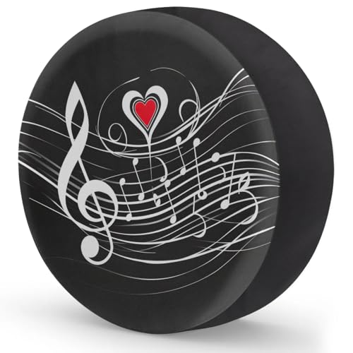 Image of Spare Tire Cover for RV Trailer, Musical Notes Prints Tire Covers Universal Fit for Travel Trailer Camper Jeep RV SUV Truck Waterproof Wheel Cover (15 inch for Diameter 27 inch - 29 inch),A-704