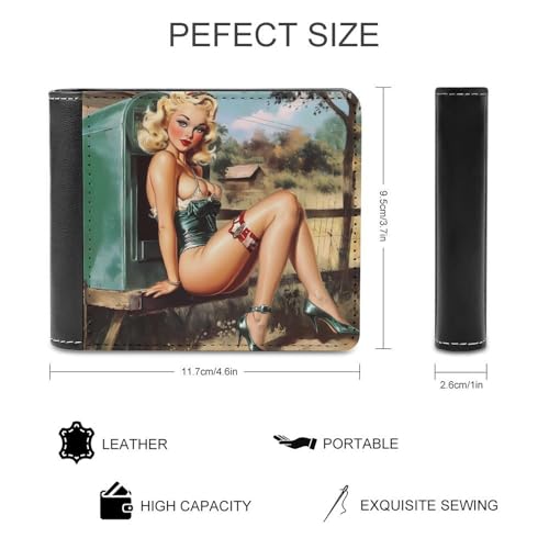 1950s Vintage Pin-up-Girls Letter Mail Box Printed Wallets for Men Slim Bifold Wallet with Multiple Card Slots Custom Present2