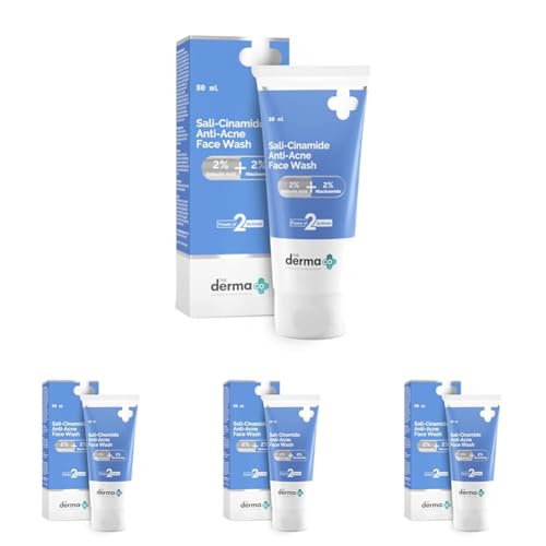 Image of The Derma Co Sali-Cinamide Anti-Acne Face Wash I With 2% Salicylic Acid & 2% Niacinamide I Treats Active Acne & Fades Acne Marks I For Oily & Combination Skin I Power of 2 Actives - 80ml (Pack of 4)