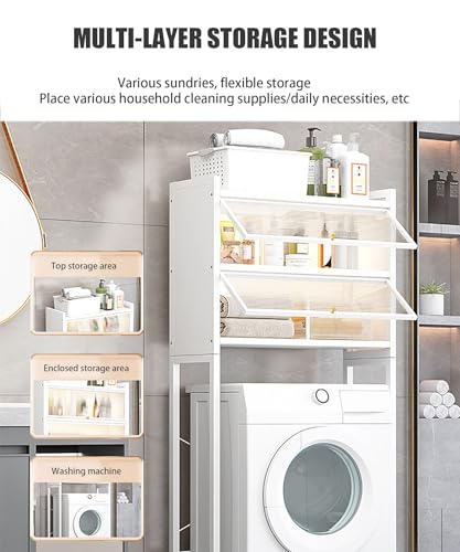 Étagère rangement lave-linge sèche-linge meuble buanderie noir