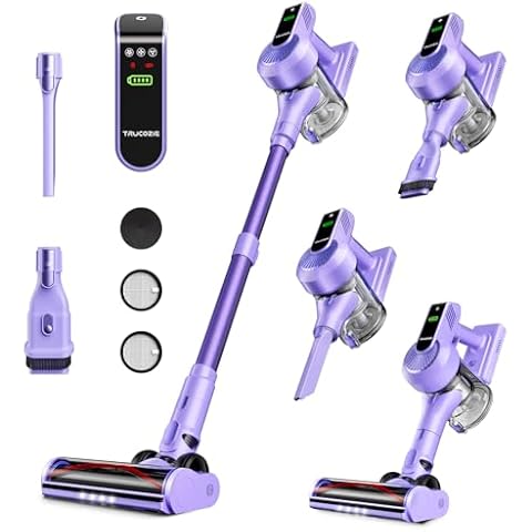 Cordless Vacuum Cleaner, 40Kpa 45Mins Vacuum Cleaners for Home, 8-in-1 Lightweight Stick Vacuum with Powerful Suction, Anti-tangle Wireless Vacuum for Carpet, Tile, Pet Hair, Hardwood Floors, Purple Cover