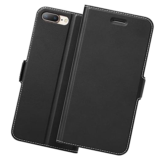 Fodral iPhone 8 Plus, Fall iPhone 7 Plus, Mobilskal iPhone 8 Plus med Korthållare, Hülle/Handyhülle/Schutzhülle-Fullständigt Skydd iPhone 8 Plus/iPhone 7 Plus/ iPhone 7Plus/8Plus, Flip/Folio Phone Case. Rosa Guld