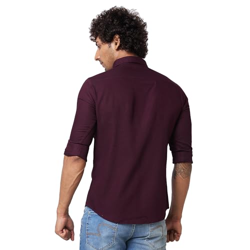 Image of Spykar Men's Regular Fit N /A Full Sleeve Solid Casual Shirts