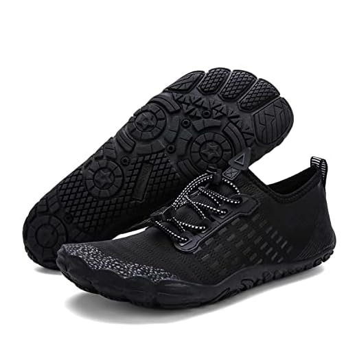 Whatseaso Water Shoes Men Quick-Dry Aqua Barefoot Water Sports Shoes for Beach Swim Boating Surfing 13.5 Women/12 Men, Black
