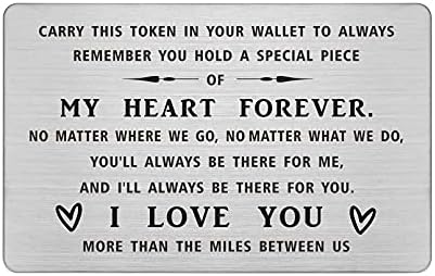 DEGASKEN Distance Love Wallet Card - I Love You More Than The Miles Between Us - Small Meaningful Gifts for Him