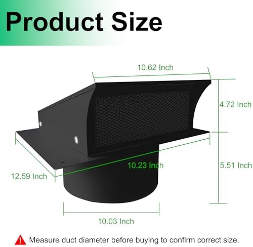 COOLTOY 10 Inch Exterior Dryer Vent Cover Outside, Wall Vent Cover ...