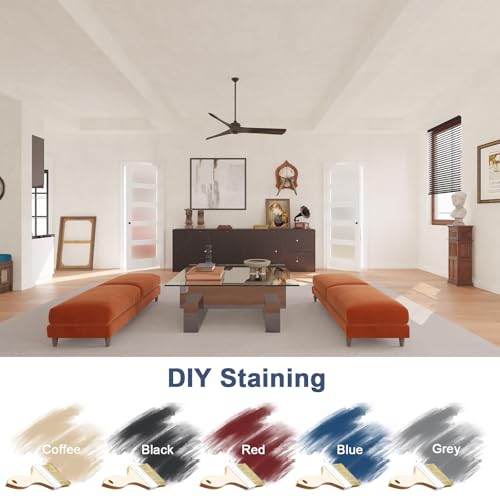 Image of 28 inch x 80 inch French Interior Door, 5 Lite Tempered Frosted Glass Panel for Pantry & Bedroom, Single Pre-drilled Holes Slab Door, White Primed, Assembly Required (Hinges Not Included)