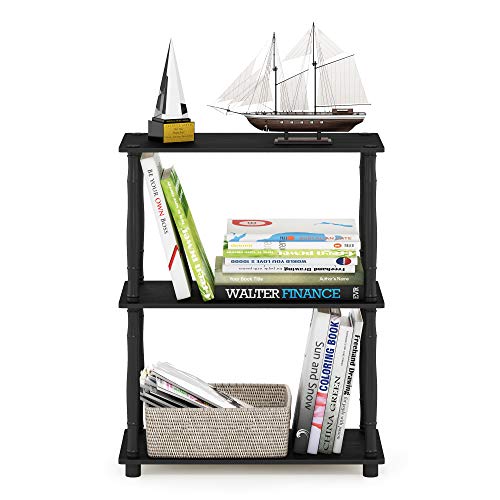 Image of Furinno TURN-N-TUBE Storage Shelves, 3-Tier Book Shelf, Corner Shelf, Toolless Open Shelves, for Organization and Storage, Living Room, Garage, Home Office, Americano