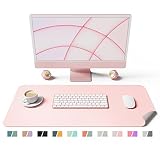 Oterri Schreibtischunterlage, Office Mauspad, Doppelseitig Nutzbare Tischunterlage Wasserdichte Schreibunterlage aus Kunstleder, Schreibtischschutz für Büro/Zuhause (Rosa+Grau, 80x40 cm)