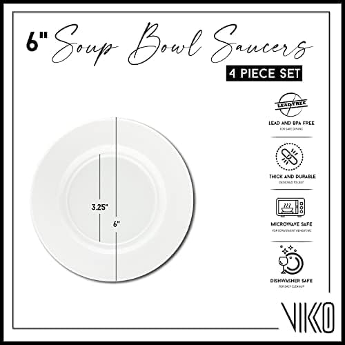 Miniatura 2 de Vikko Plato de aperitivo, juego de 5 platos redondos estilo restaurante de 6 pulgadas, plato de postre de porcelana fina, apto para lavavajillas