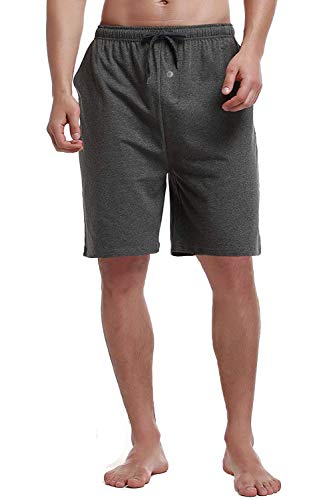 Bintangor Men's Pajama Shorts 100% Cotton Sleep Knit Elastic Waistband Lounge Wear pj Shorts 2 Pack2
