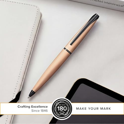 Image of Cross ATX Premium Ballpoint Pen Featuring Brushed Rose Gold Finish with Black Ink - Medium Point, Luxury Gift Box