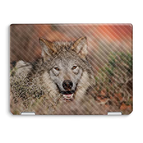 Image of MightySkins Carbon Fiber Skin Compatible with HP Spectre x360 14 inch (2022) Full Wrap Kit - Happy Wolf | Protective, Durable Textured Carbon Fiber Finish | Easy to Apply | Made in The USA