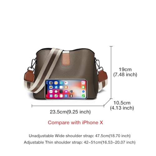 FOXLOVER Crossbody Bags for Women Zip Cell Phone Leather Handbag with Colored Shoulder Strap2