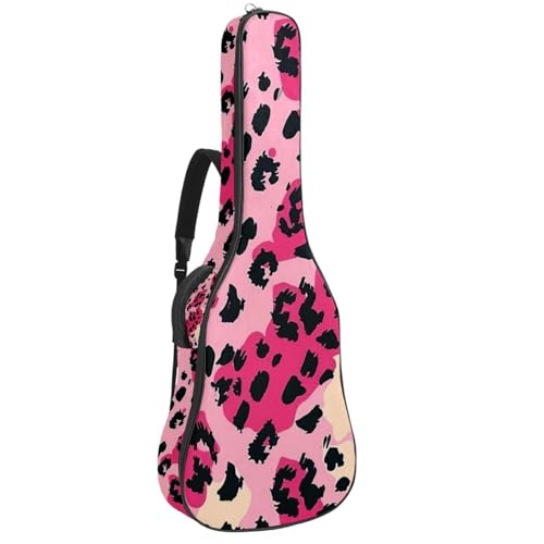 Housse pour guitare basse et électrique imprimé léopard rose sac de transport étanche Oxford