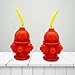 4E's Novelty Fire Hydrant Straw Cups With Lids (10 Pack) 12oz - For Paw Dog Patrol, Firefighter Birthday Party Favors, Firetruck Fireman Party Decorations, Rescue Dog Marshall