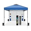 Mfstudio 10×10 outdoor pop up canopy tent with 1 removable sidewall easy set up straight leg folding instant shelter for beach 100 sq ft of shade blue  urban country home decor