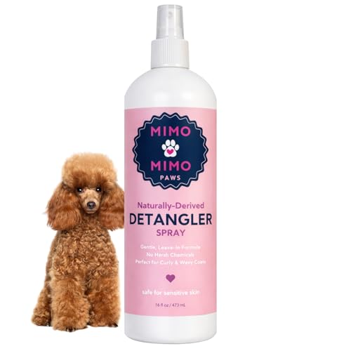 Dog Detangler Spray for Tangles & Knots (16 oz), Naturally Derived Leave-in Dog Conditioner for Sensitive Skin, Hydrates & Easy Brush, Curly & Wavy Coats, No Harsh Chemicals, Pet-Safe, Made in USA