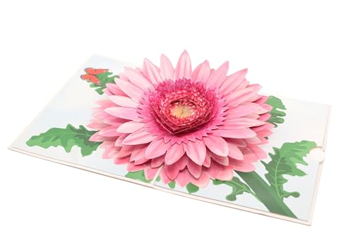 Pink Flower Garden 3D Pop Up Card, Thinking of you card, Han
