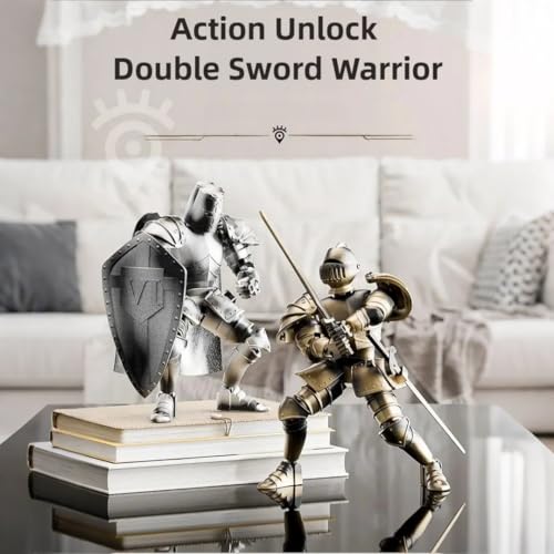 Medieval Action Figures,Knight Armor Action Figure,Multi-Jointed Movable Robot Mannequin T13,Dummy 13 Action Figure(Assembly Required) (B-Silver)