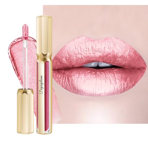 Image of Depuplum Pink Lipsticks for Women Metallic Glitter Lipstick Long Lasting