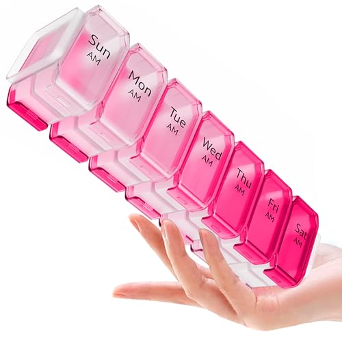 Image of BEXEEN Extra Large Pill Organizer 2 Times a Day, XL Pill Box 7 Day with Big AM /PM Compartments, Fits Large Vitamins, Supplements & Gummies, for 7 or 14-Day Use, Color-Coded, Senior-Friendly, No Spills